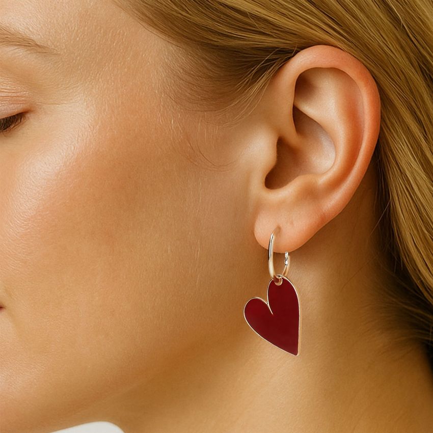 Manfield Burgundy hartjes oorbellen