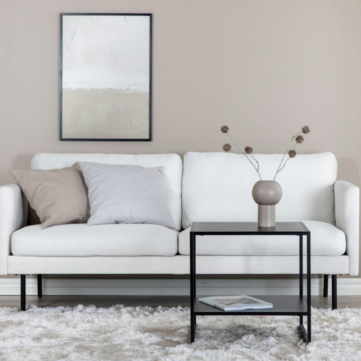 SOLAP - Canapé 2 places en tissu blanc