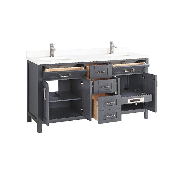 OVE Decors Tahoe-Lux 60 in. Vanity in Dark Charcoal with Power Bar