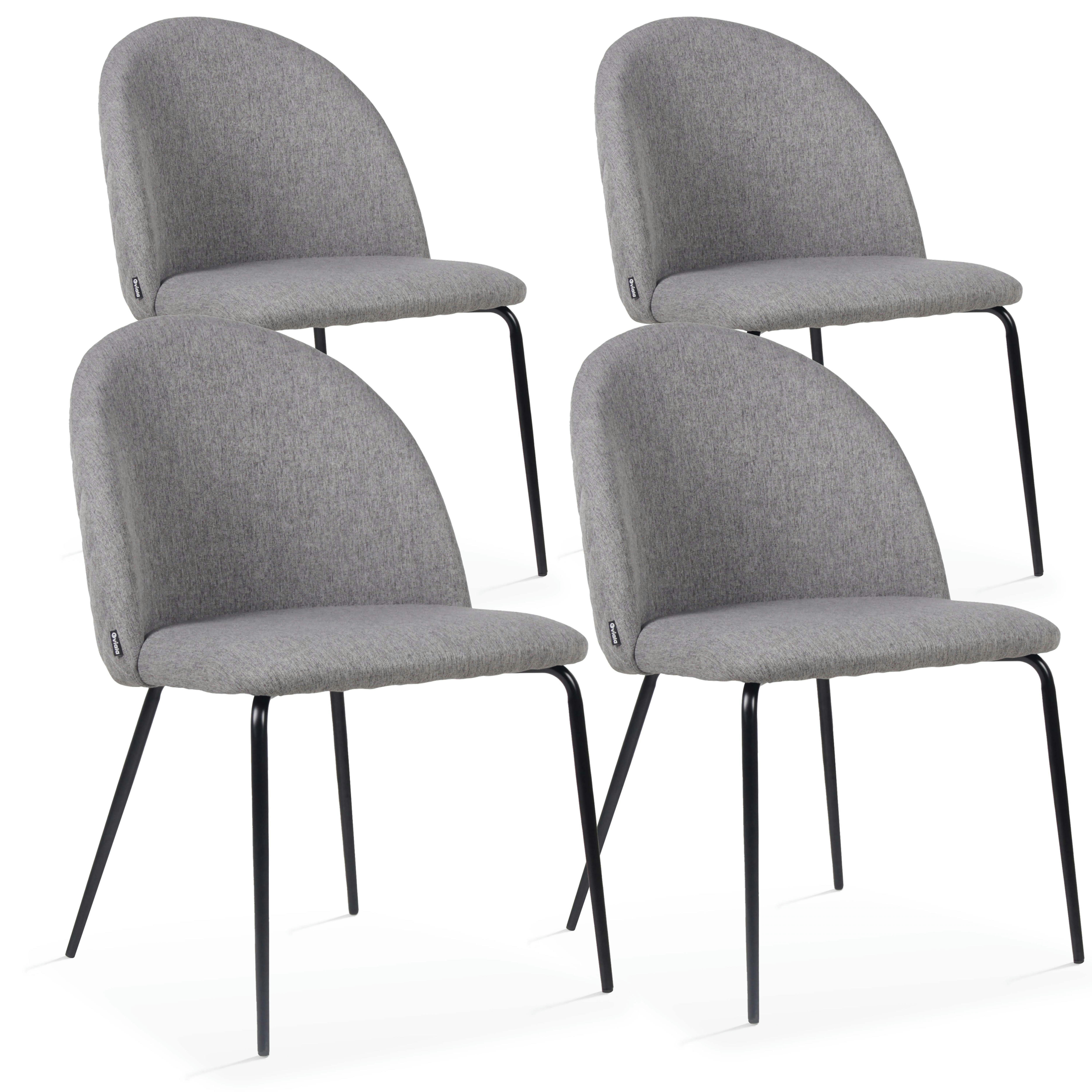 CHESTER - Lot de 4 chaises en tissu anthracite