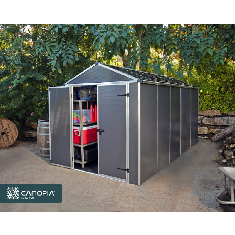 Abri de jardin en résine Rubicon gris 1,85 x 3,79 x 2,17 m CANOPIA