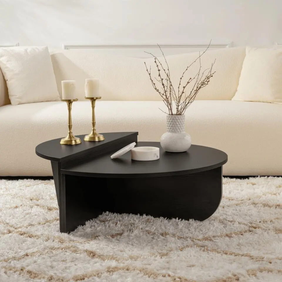 Calicosy - ORION Set van 2 salontafels - Licht hout - 90x90x35 cm