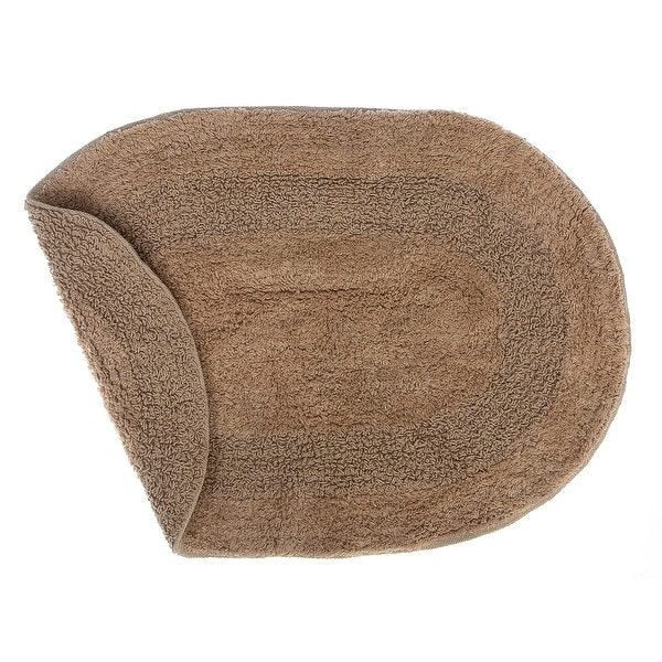 Reversible Cotton Oval Solid Color Bath Mat - Set Of 2