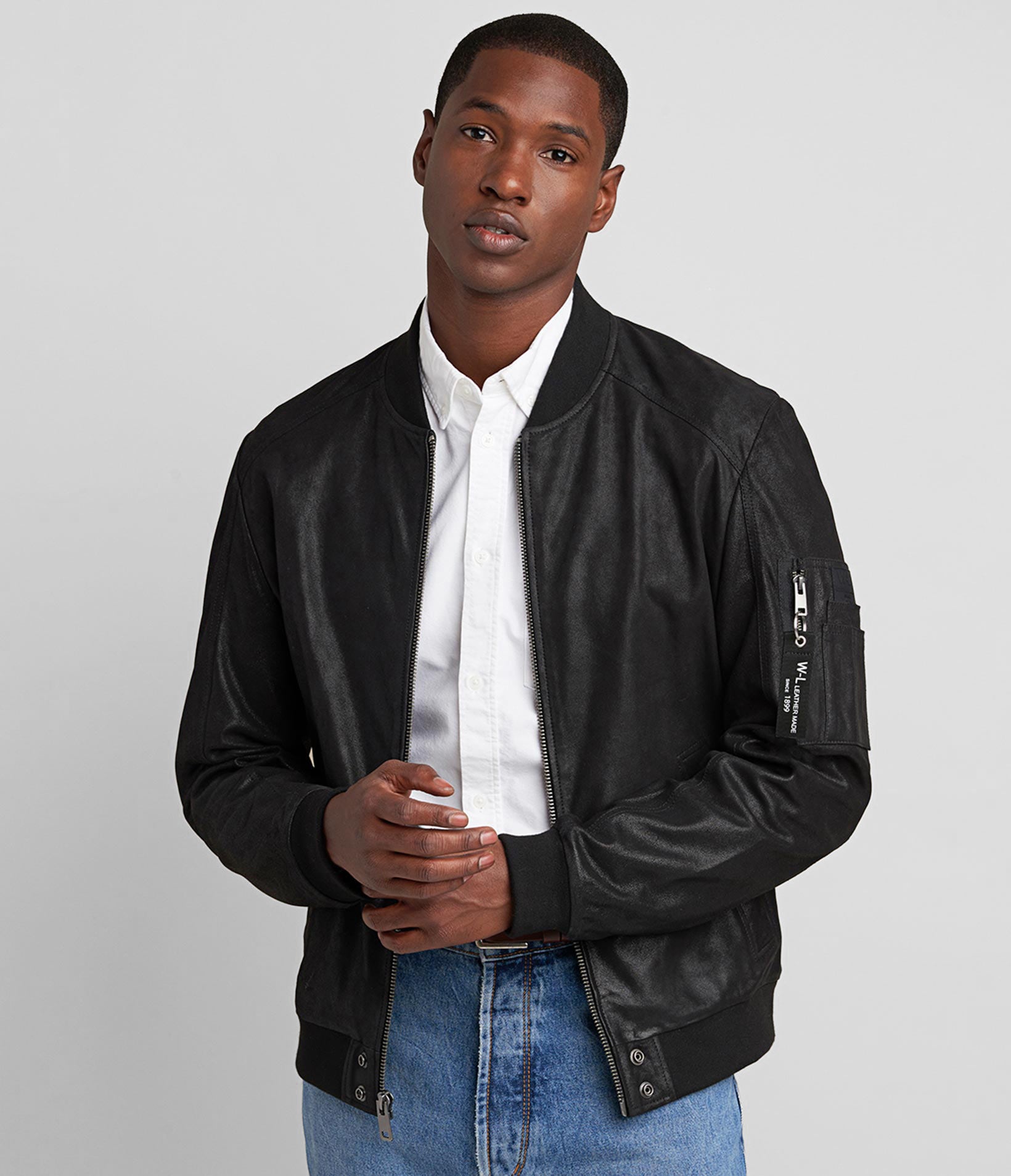 James Genuine Leather Bomber Jacket