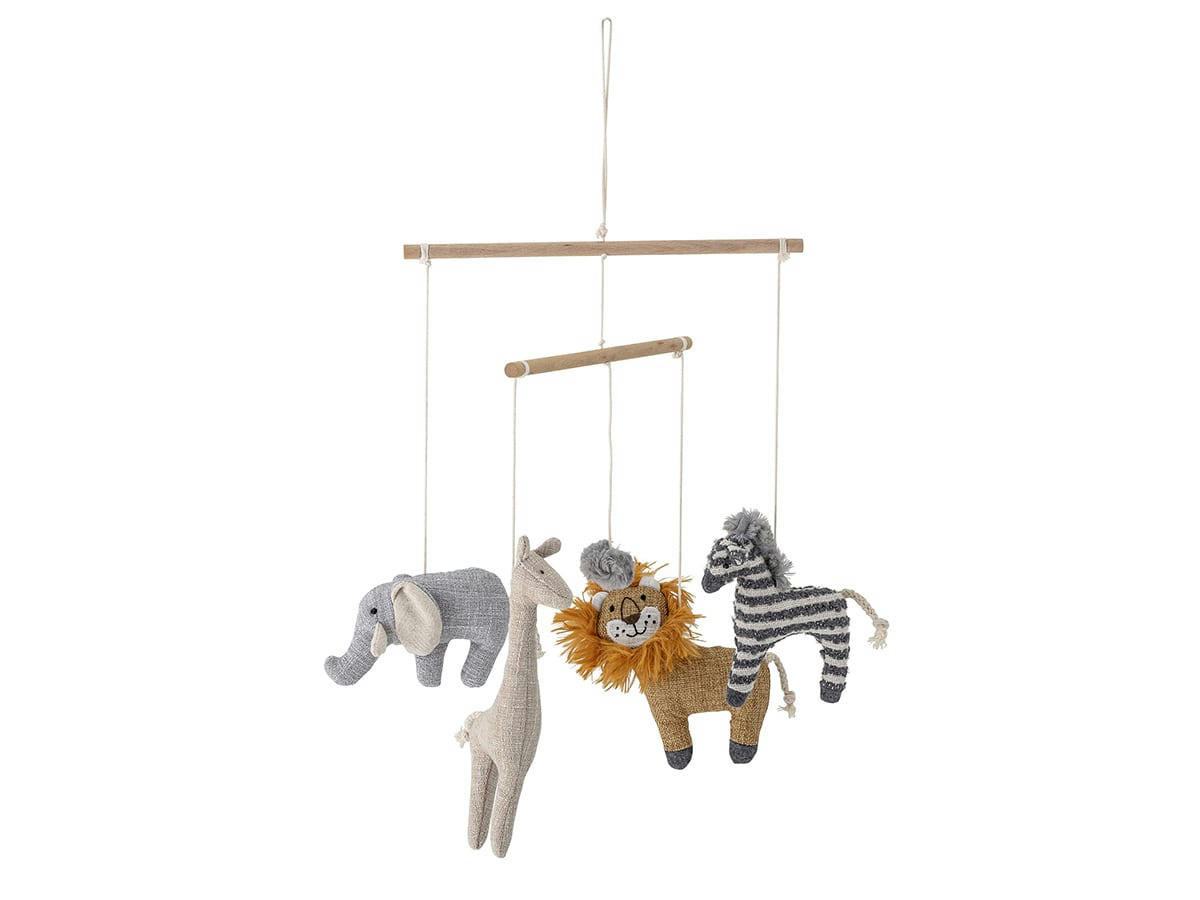 IDOR - Mobile animaux en bois lin et polyester multicolore