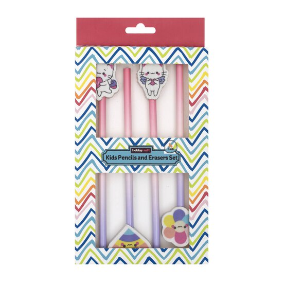 Pastel Pencil and Eraser Set 4 Pack
