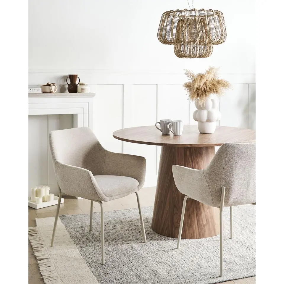 BOWDON - Eetkamerstoel set van 2 - Lichtbeige - Chenille