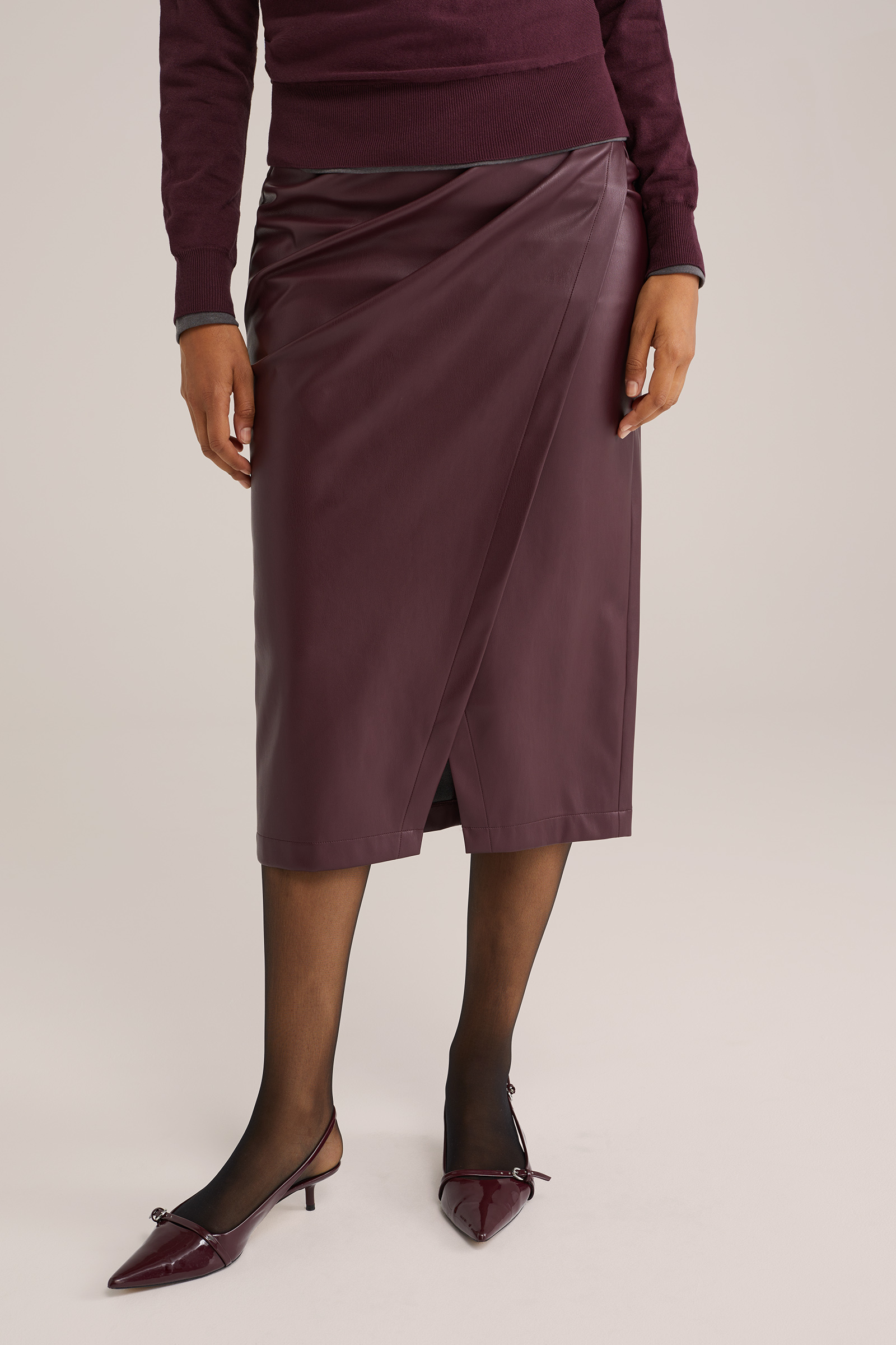 Dames Midi-rok van imitatieleer