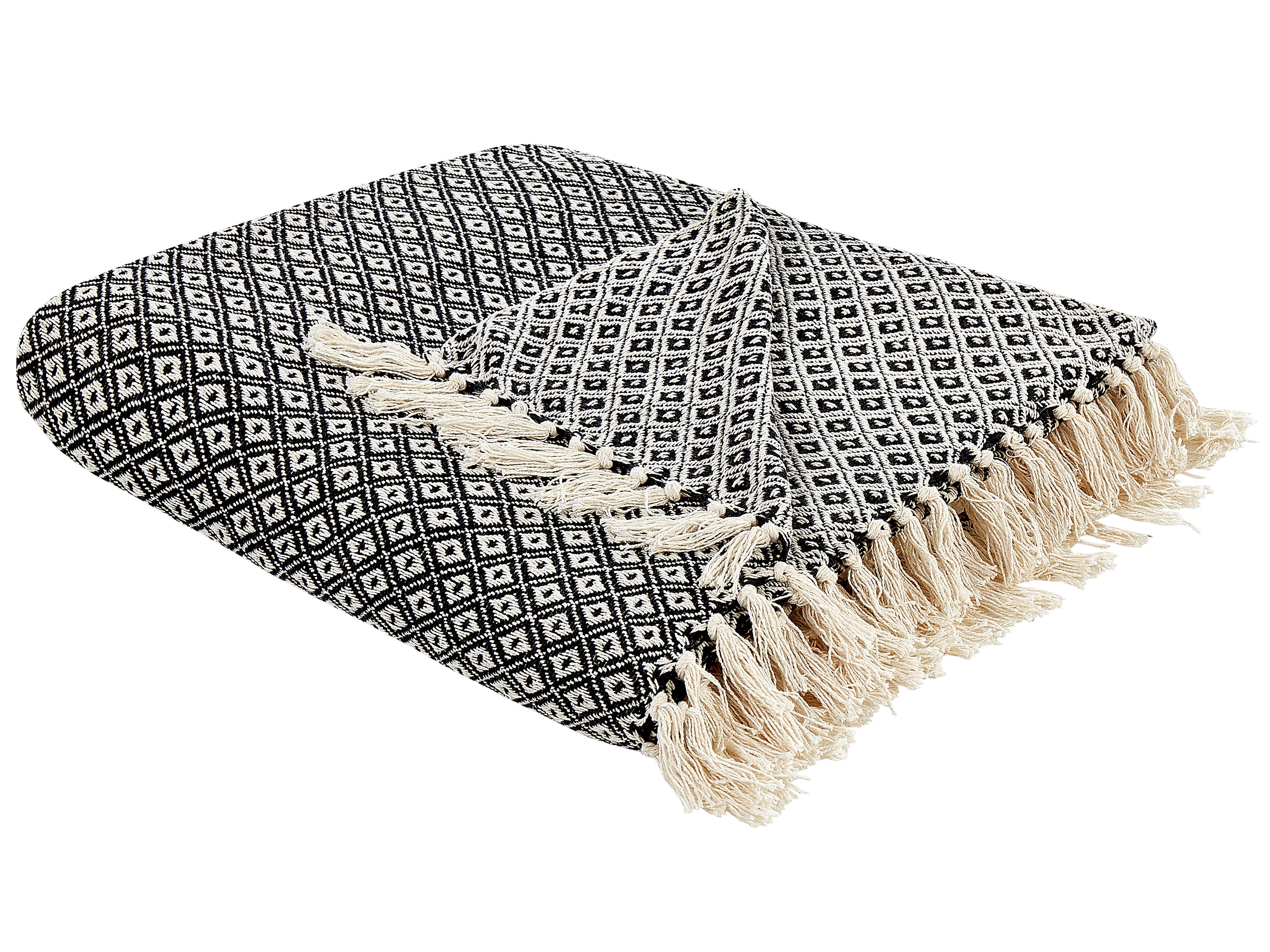 Blanket CHYAMA Cotton 125 x 150 cm Black/ Beige