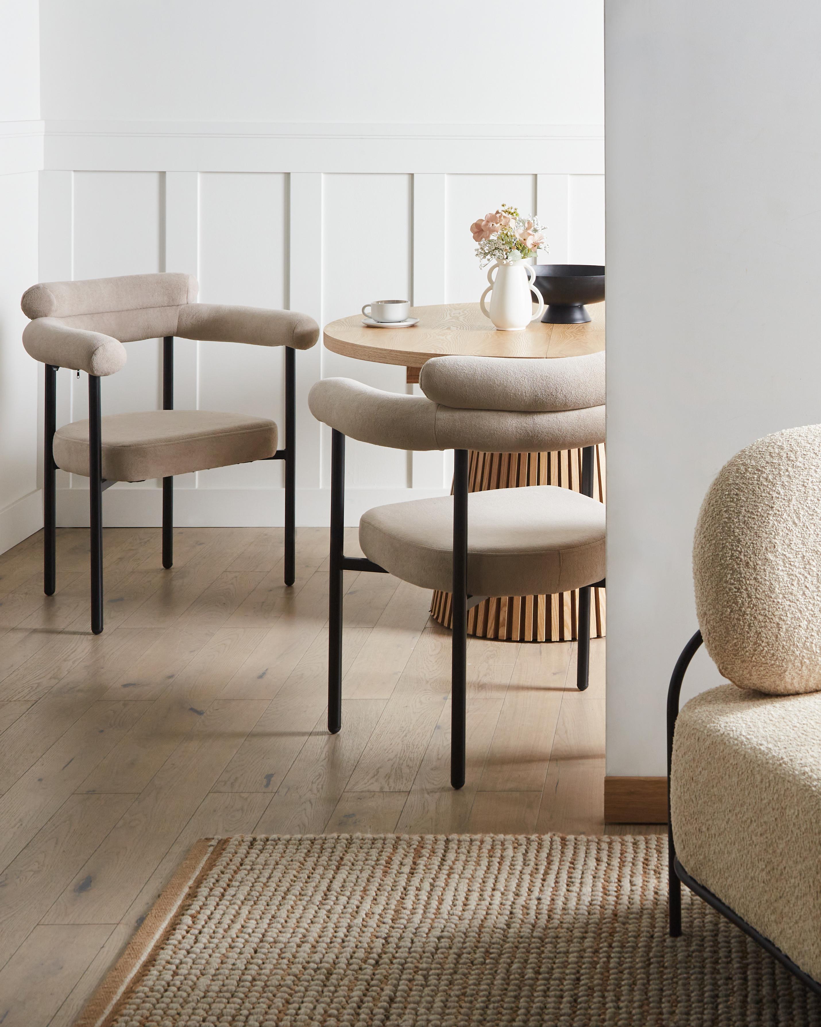Set of 2 Dining Chairs LYNEY Fabric Beige
