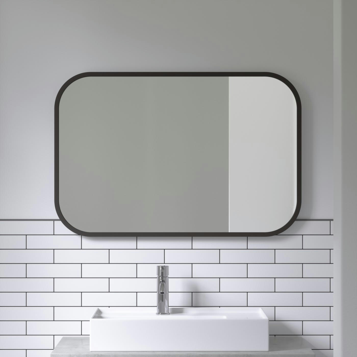 HUB - Miroir HUB Large Rectangulaire Bord Caoutchouc Noir 61 X 91 cm