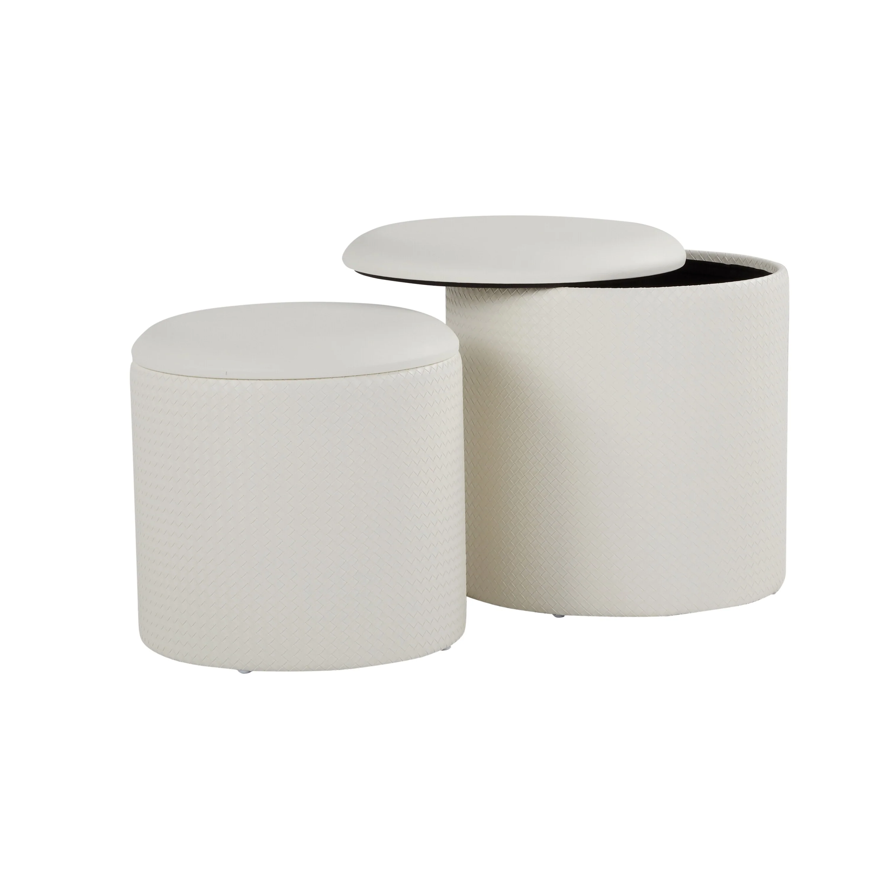 Maverick Contemporary Nesting Ottoman Set in Faux Leather with Textured Accent by LumiSource