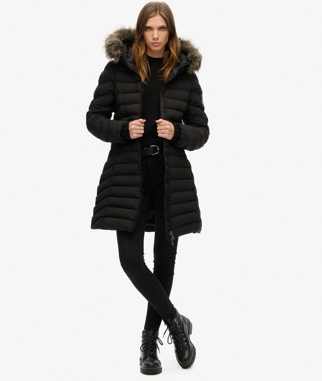 Fuji Faux Fur Hood Mid Length Puffer Coat