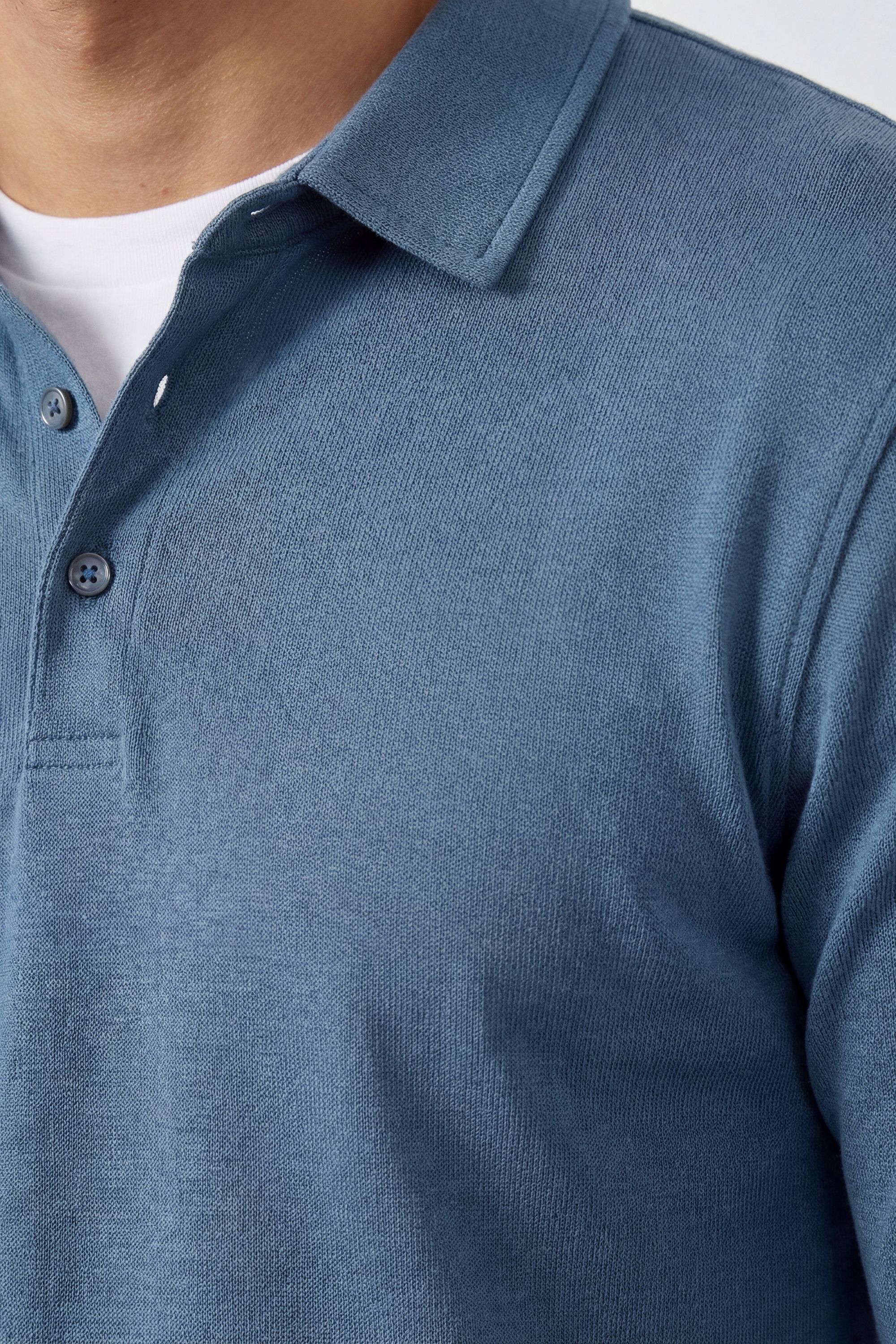 Burton Blue Long Sleeve Smart Polo Shirt