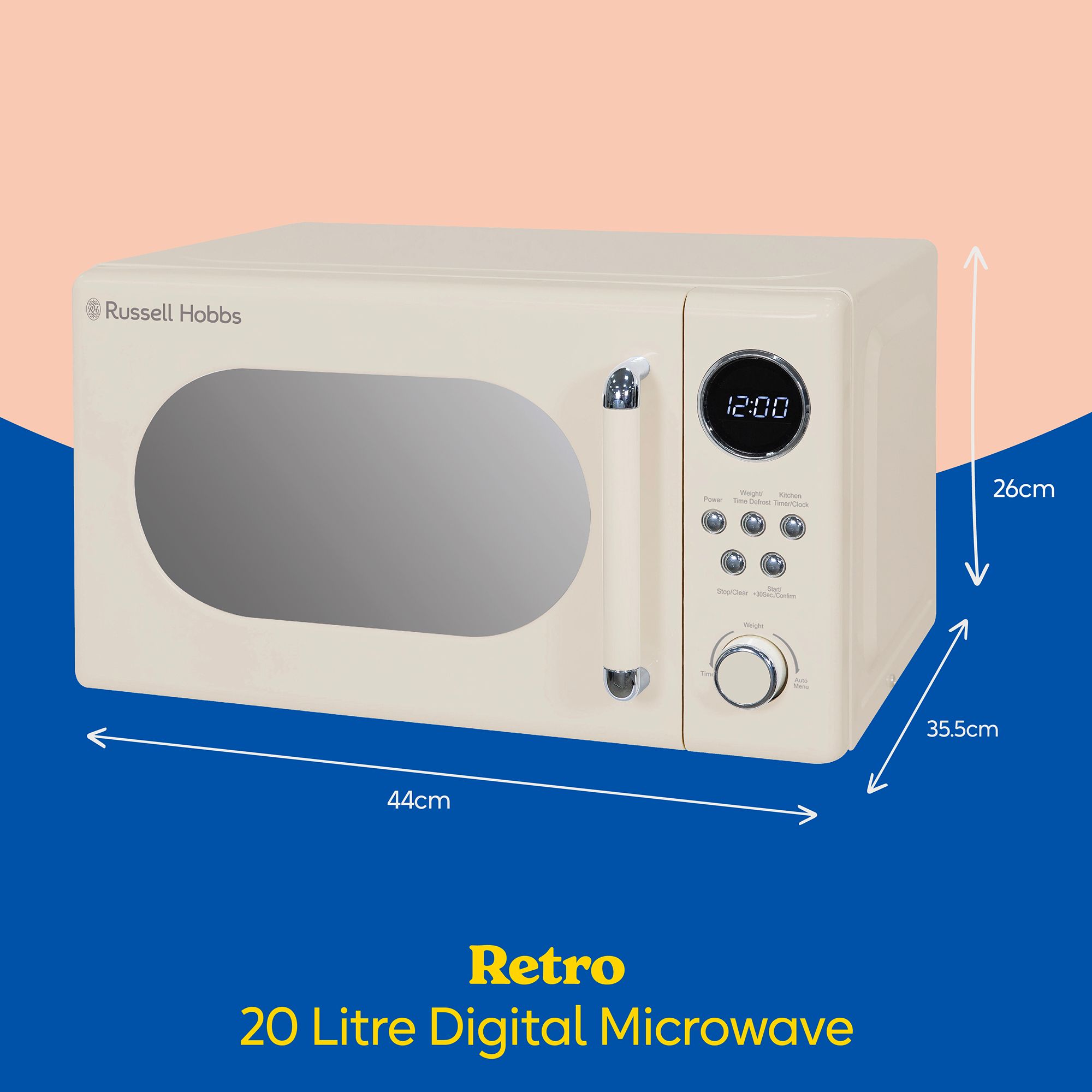 Russell Hobbs Retro Digital Microwave 20 Litres 800W RHM2044