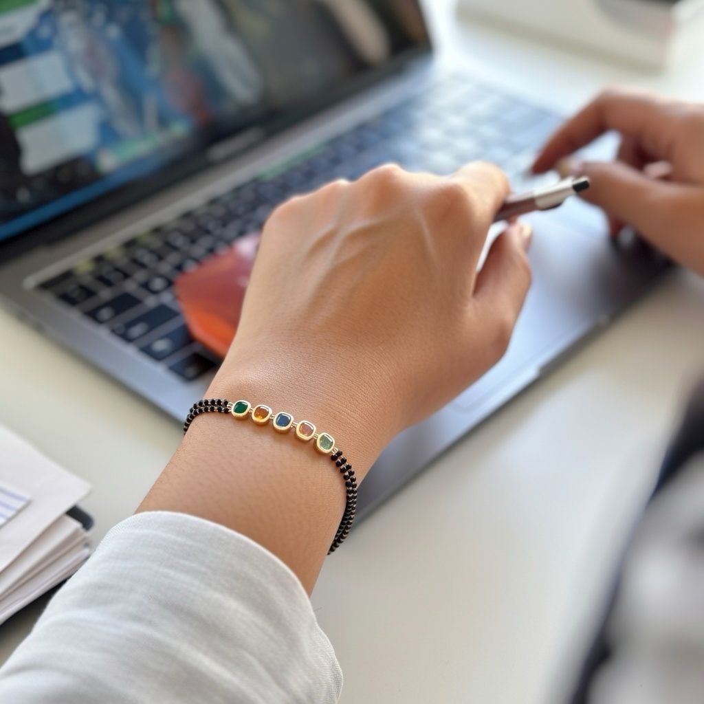 The Colourful Aura Multicolour Round Zircon Adjustable beaded Bracelet