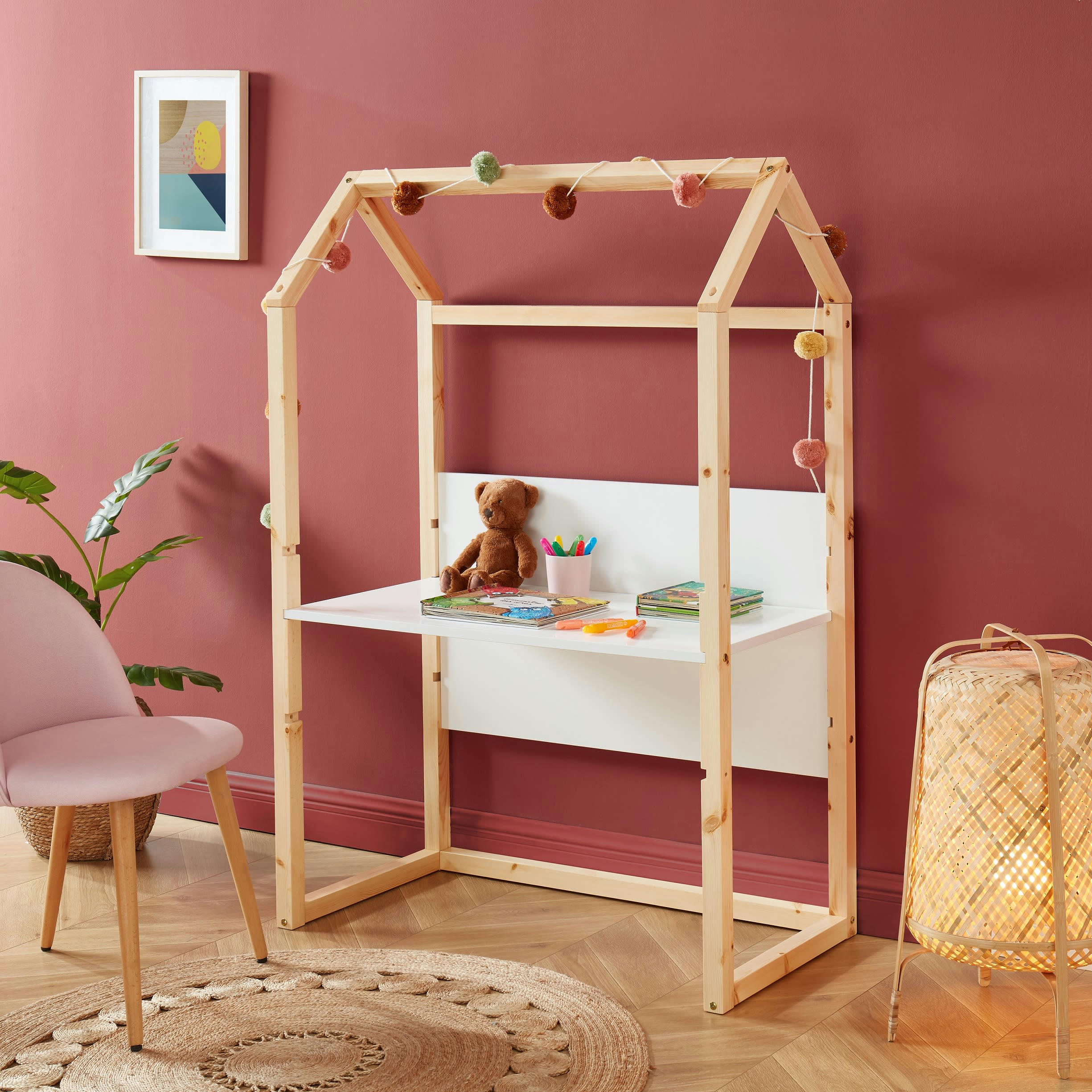 TINY - Bureau enfant cabane   blanc  évolutif