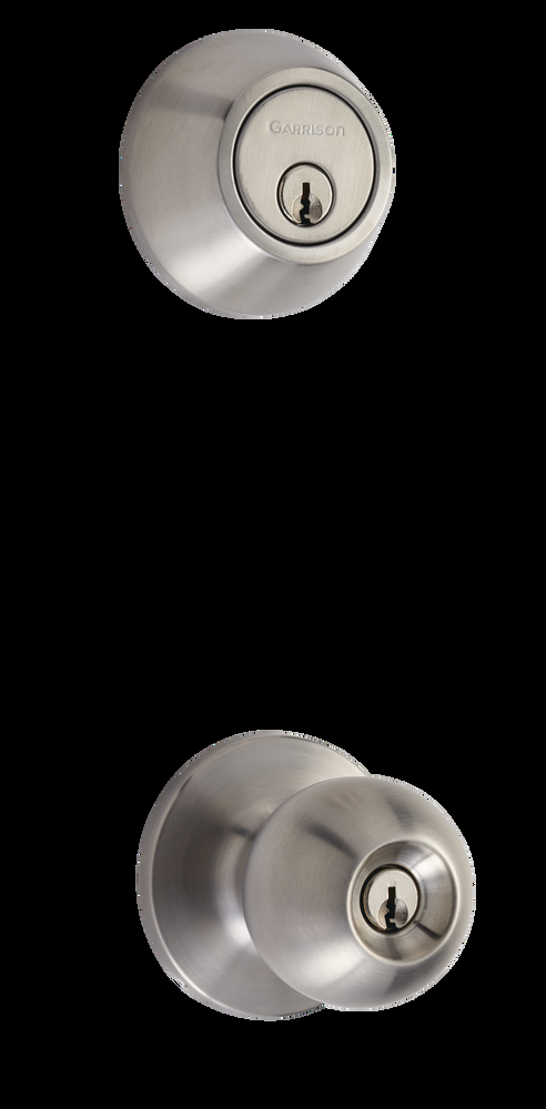 Garrison Ball Door Knob & Deadbolt Lock Combo Pack, Stainless-Steel