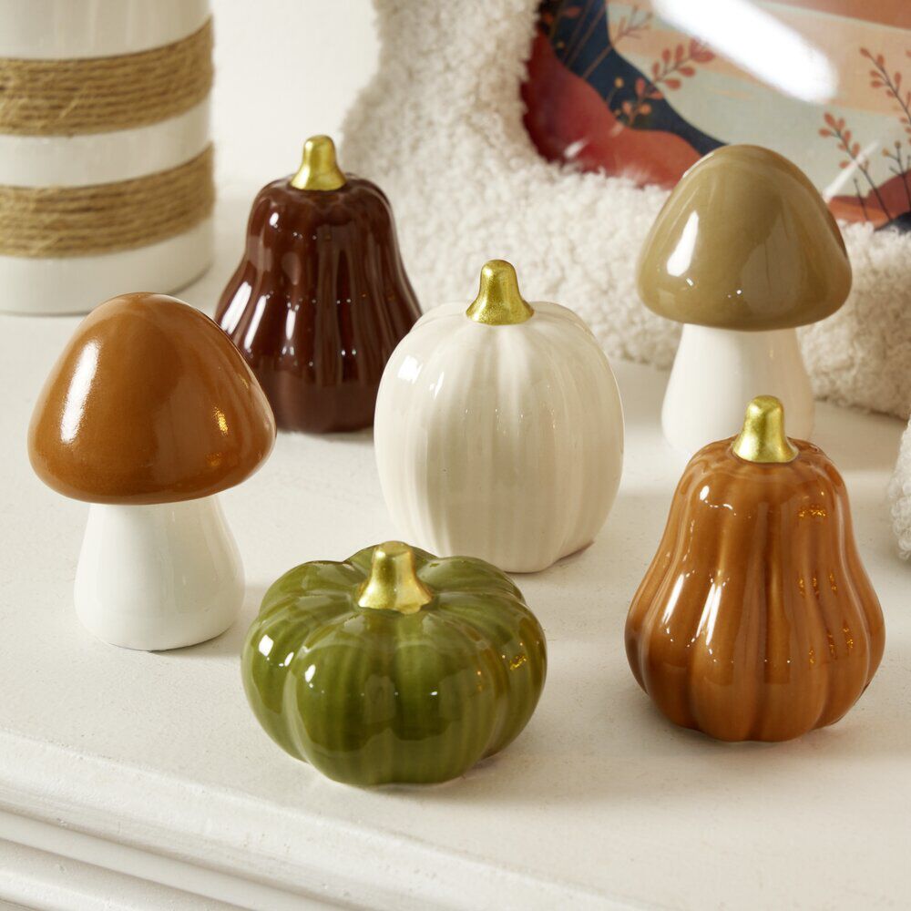 Décoration de table à poser thème automne en céramique Ø4,5xH7cm (6 modèles)