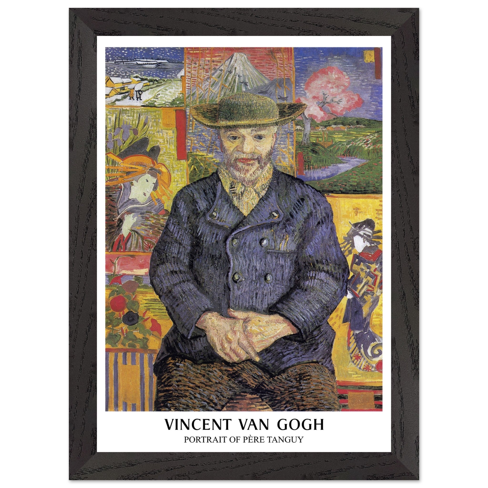 Artfulprints Poster met Lijst Vincent van Gogh - Portrait of Père Tanguy  - A4 21x29.7 cm - Meerkleurig
