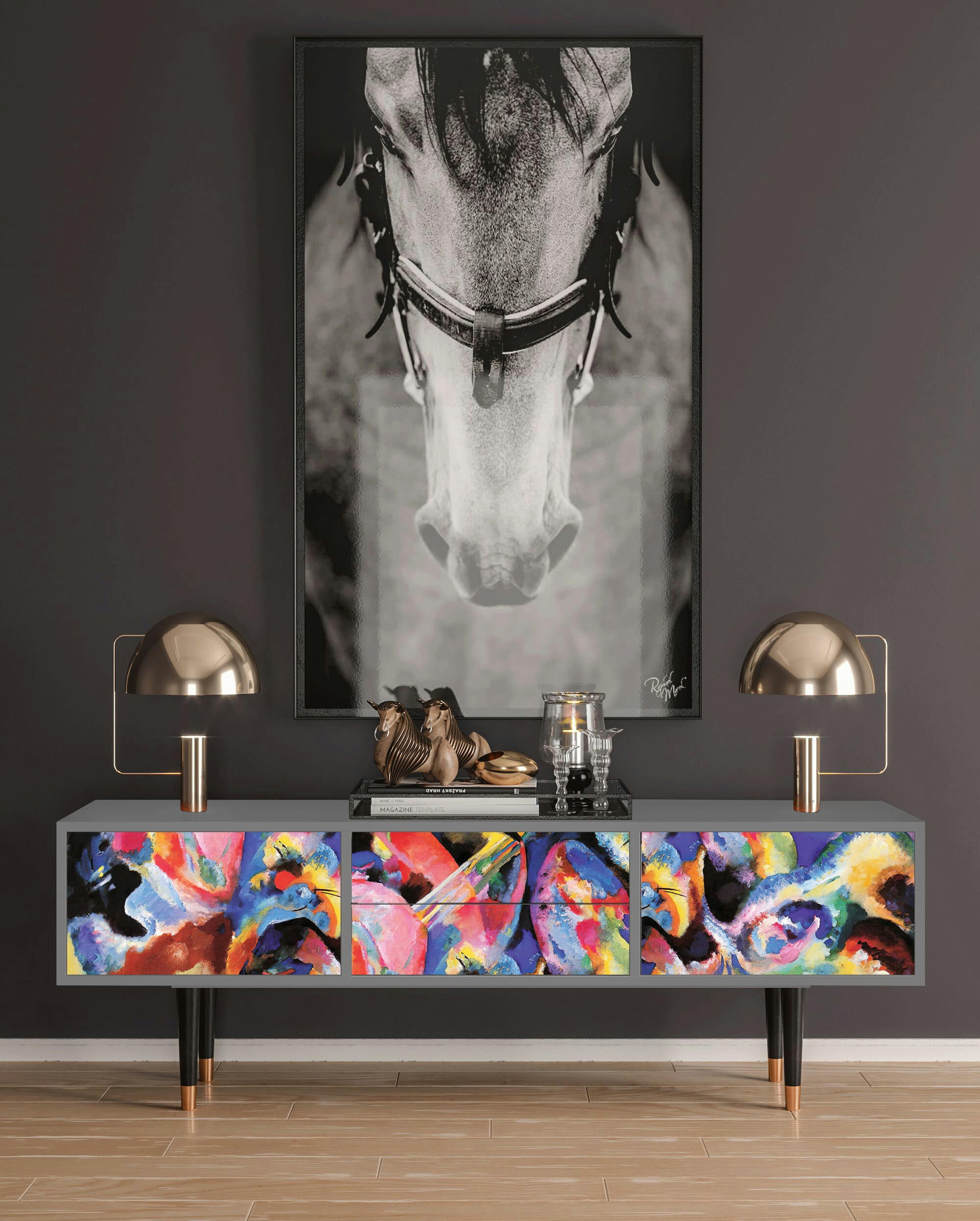 KANDINSKY - Meuble TV  multicolore 2 tiroirs et 2 portes L 170 cm