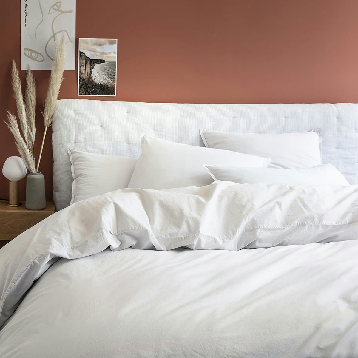 ALBÂTRE - Housse de couette en percale de coton blanc 240x220