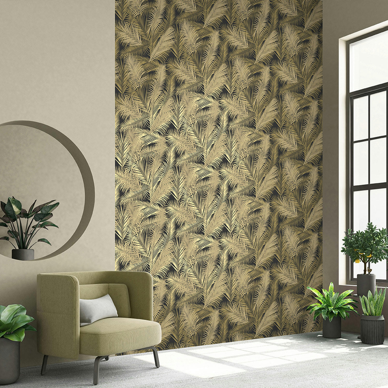 - Papier peint jungle Bambous dorés 0,53x10 mètrescm