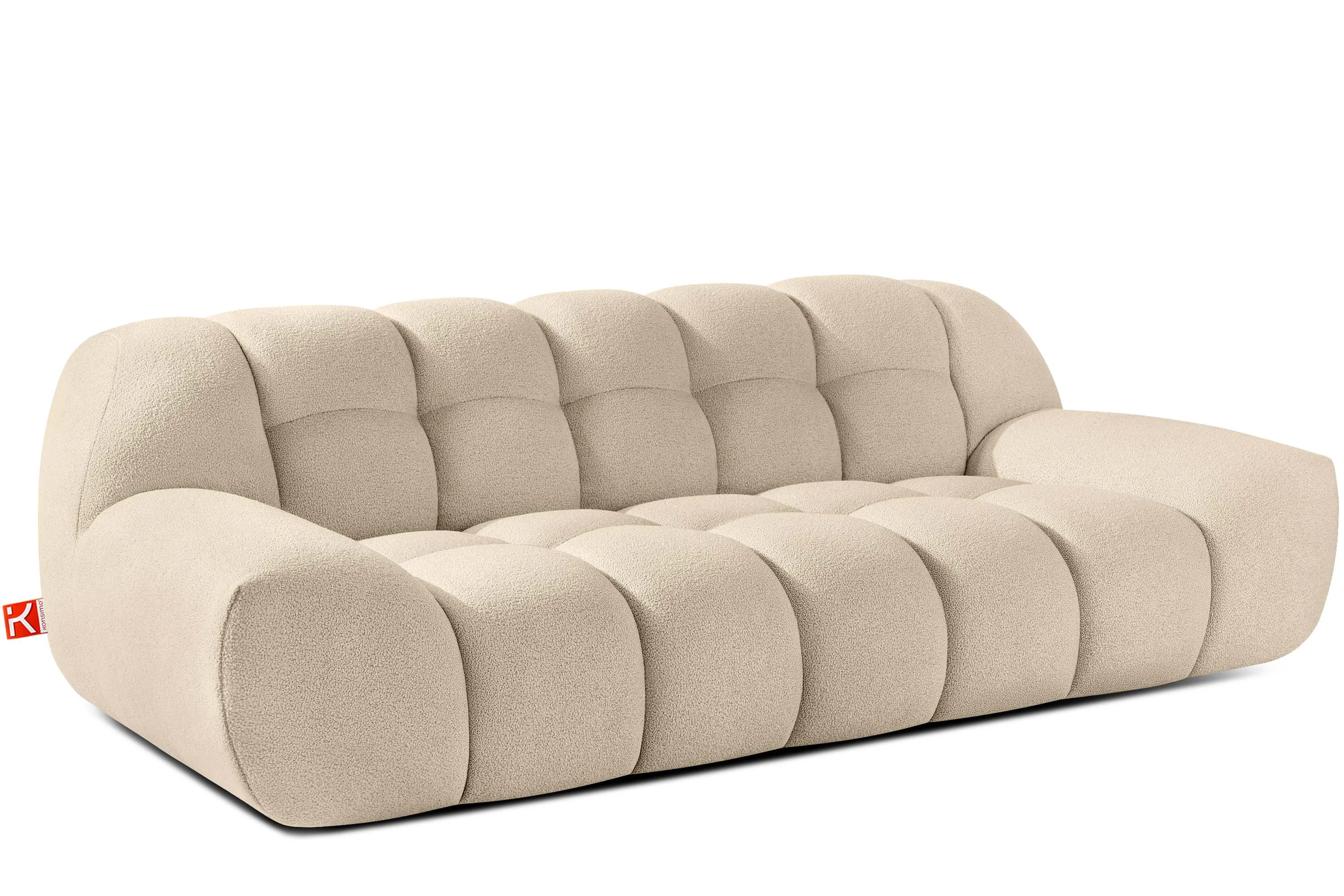 KONSIMO VENA Sofa dwuosobowa styl japandi, efekt "bubble" tkanina boucle