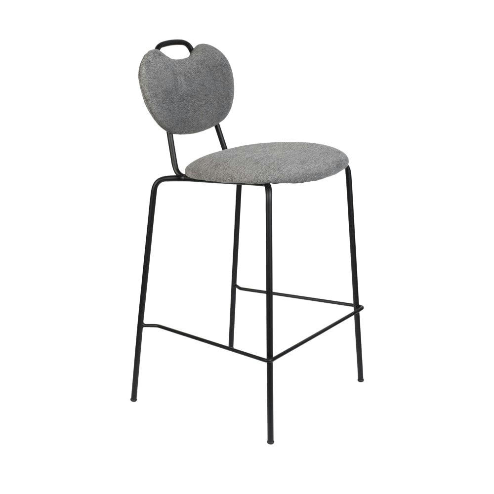 ASPEN - Lot de 2 tabourets de bar en tissu et métal 65cm gris