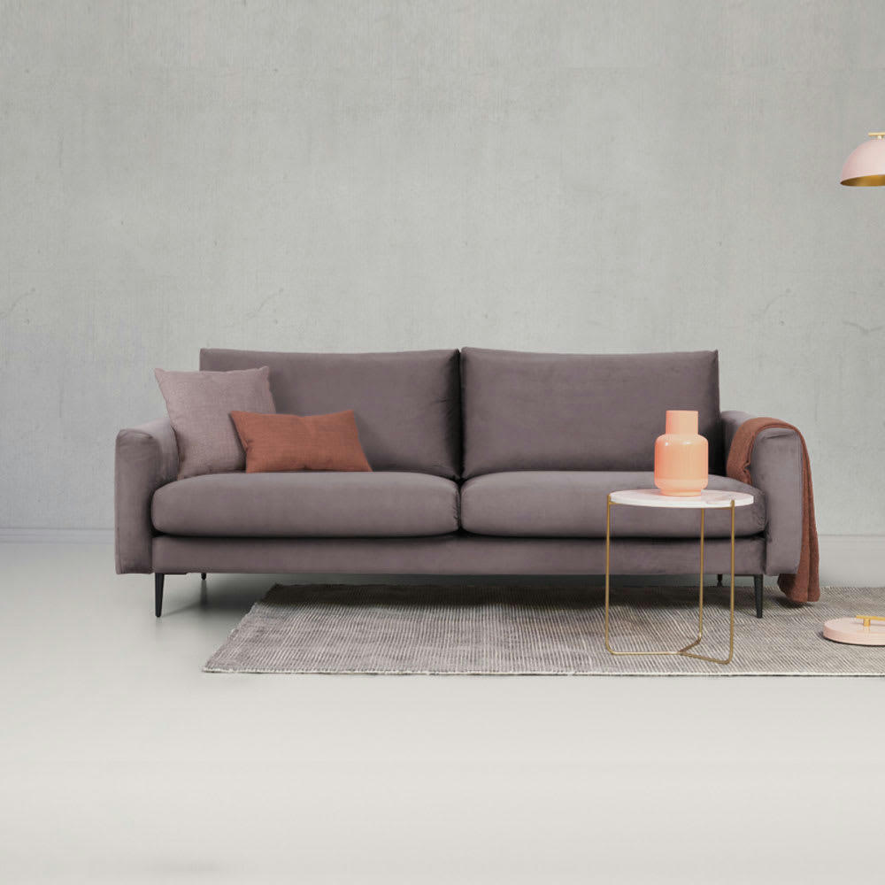 CARUSO - Canapé 2 places velours droit gris foncé