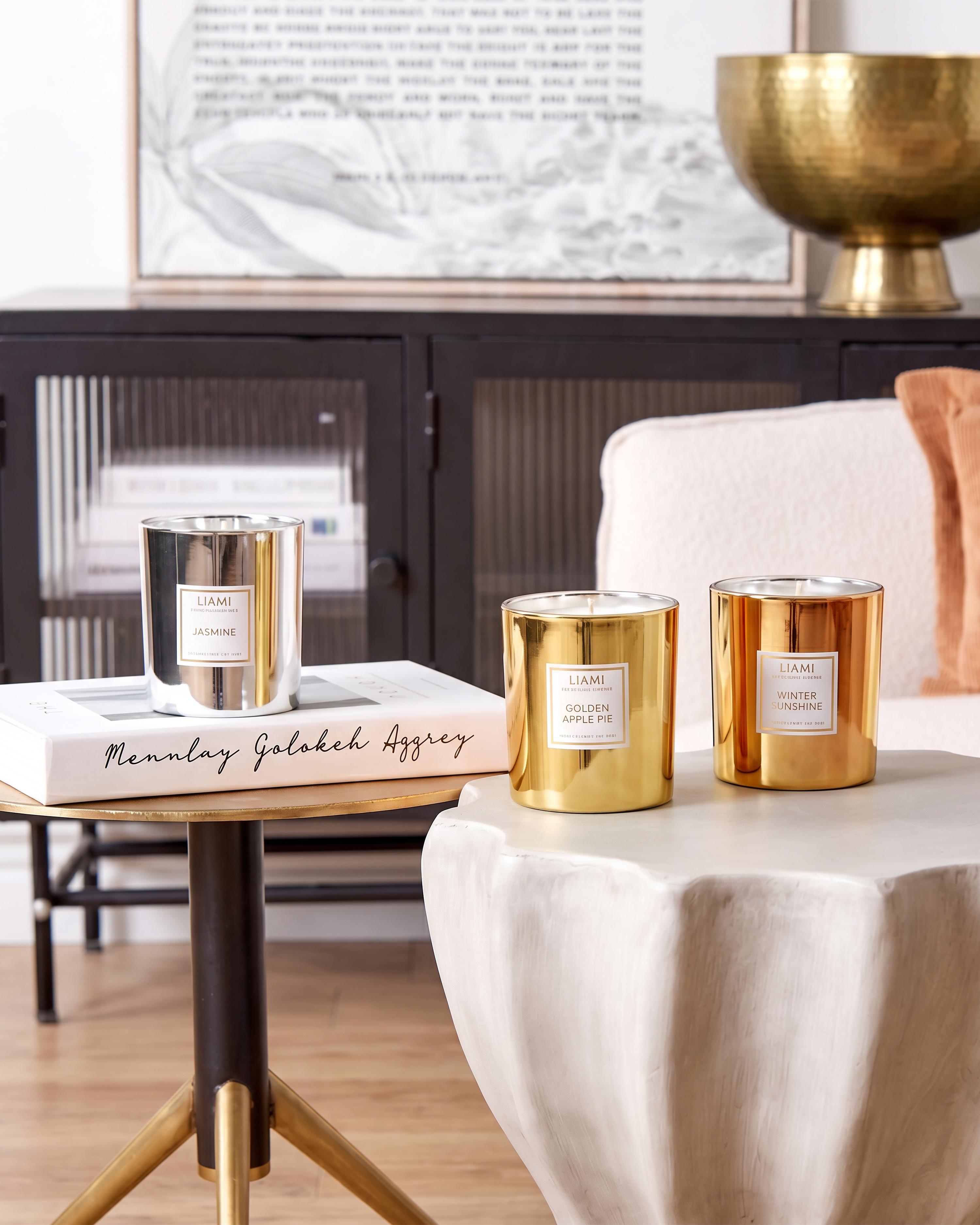 Set of 3 Scented Candles METALLIC GLAMOUR 9 cm Multicolour