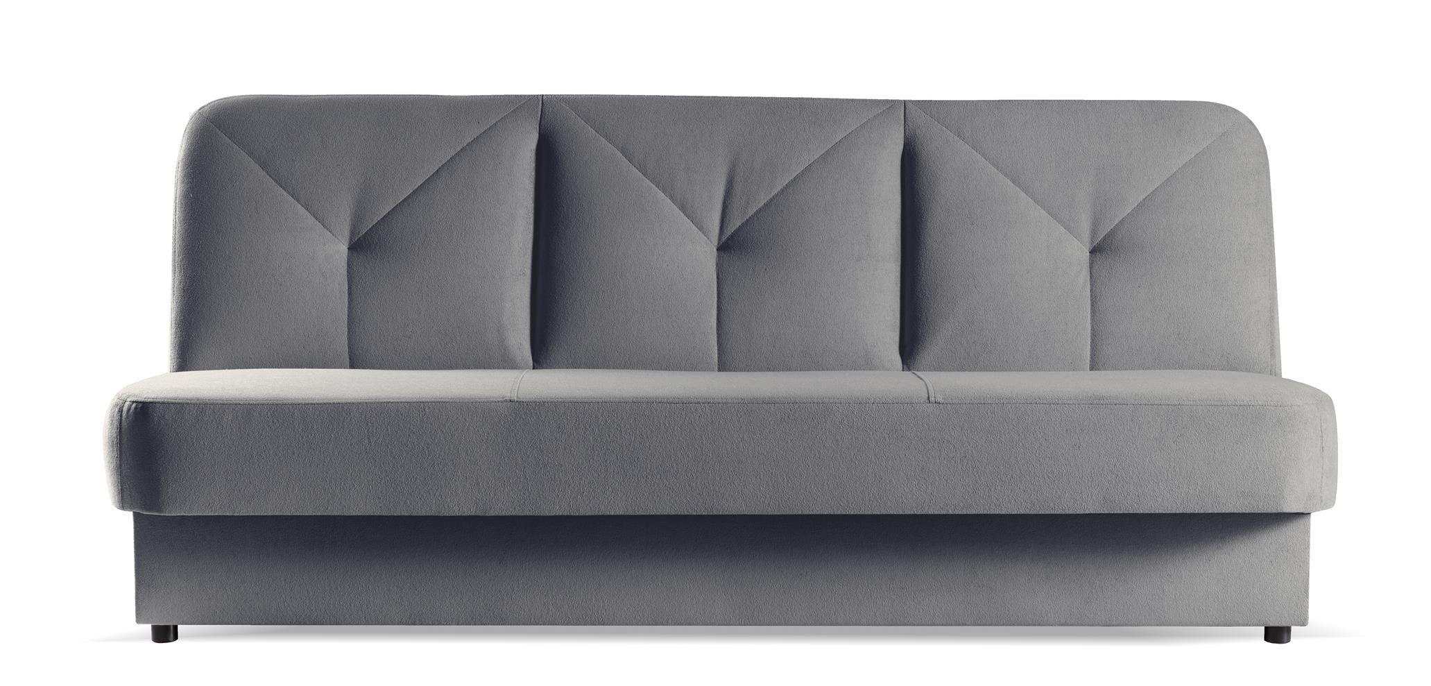 Sofa NARDO z funkcją spania i pojemnikiem na pościel szara w tkaninie SOFT