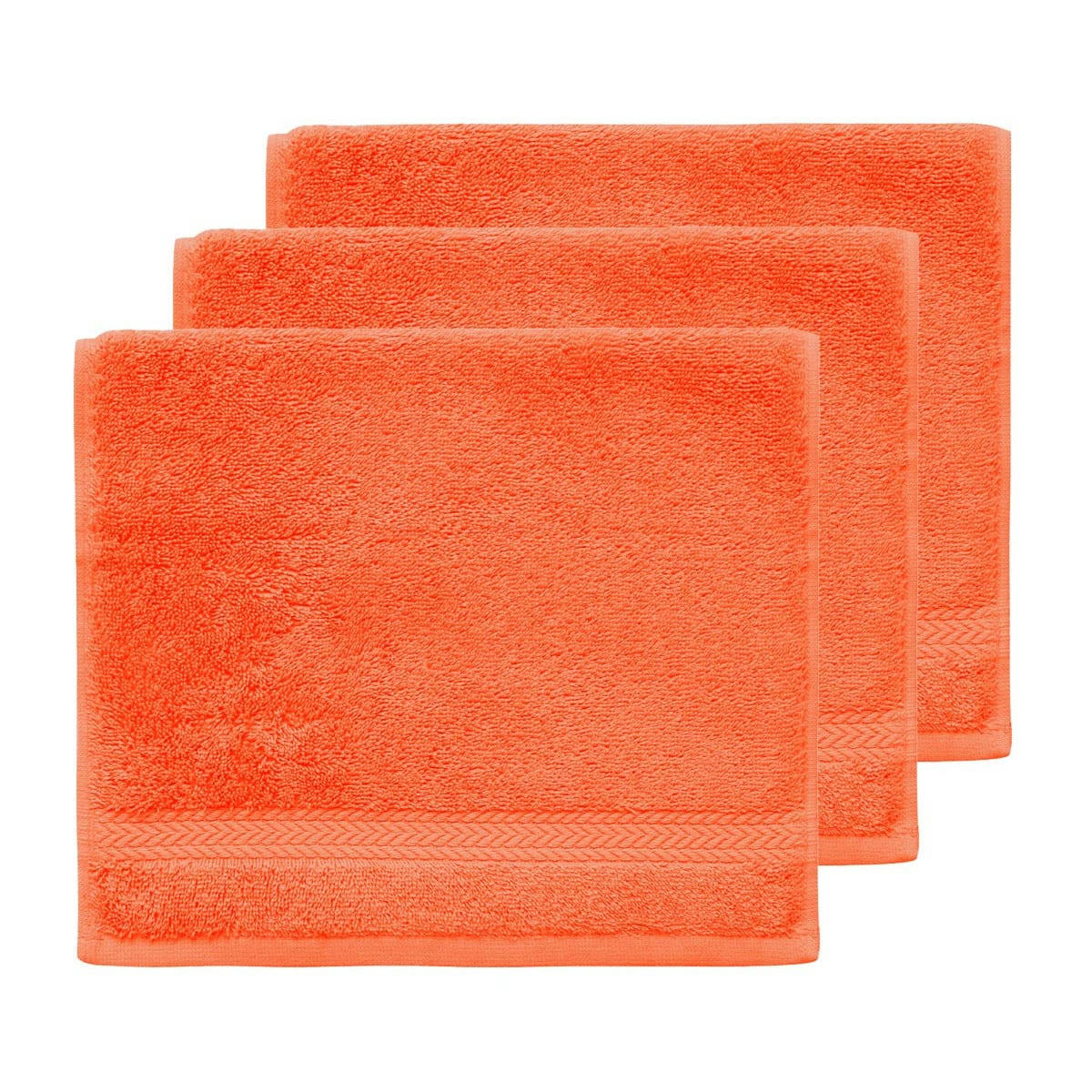 LUXURY - Lot de 3 serviettes invité 550gr/m²  corail 30x50 cm