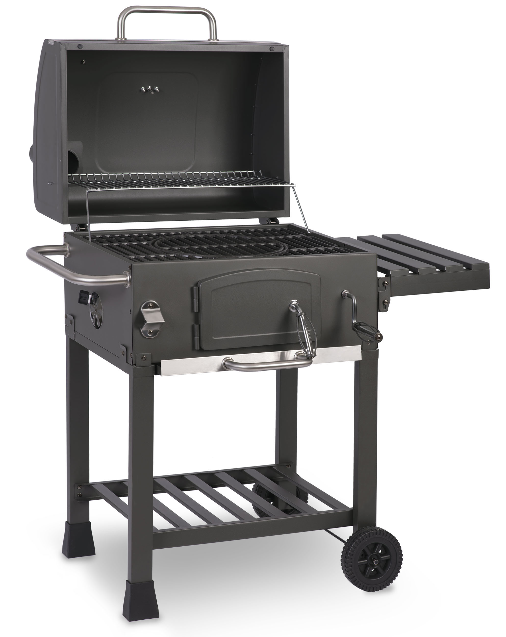 Grill węglowy ogrodowy komin żeliwny ruszt z pokrywą popielnik Berdsen