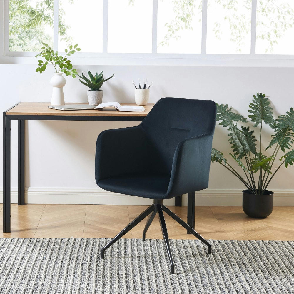 NATE - Chaise de bureau en velours noir