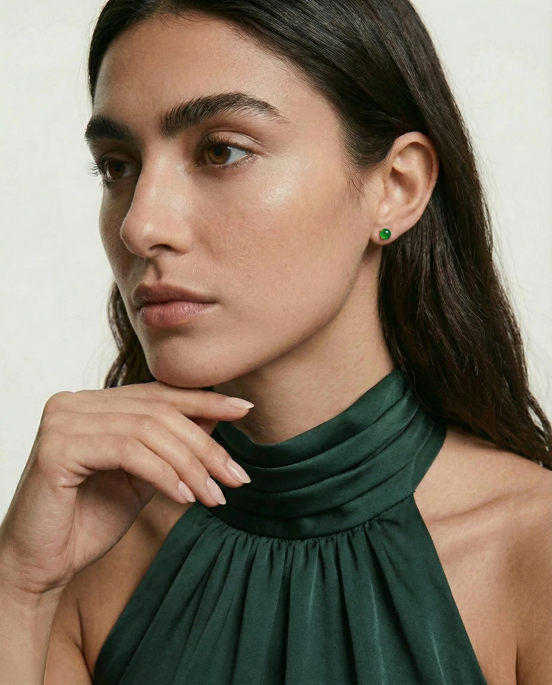 seree Atelier | Remi — Imperial Green Jade Stud Earrings