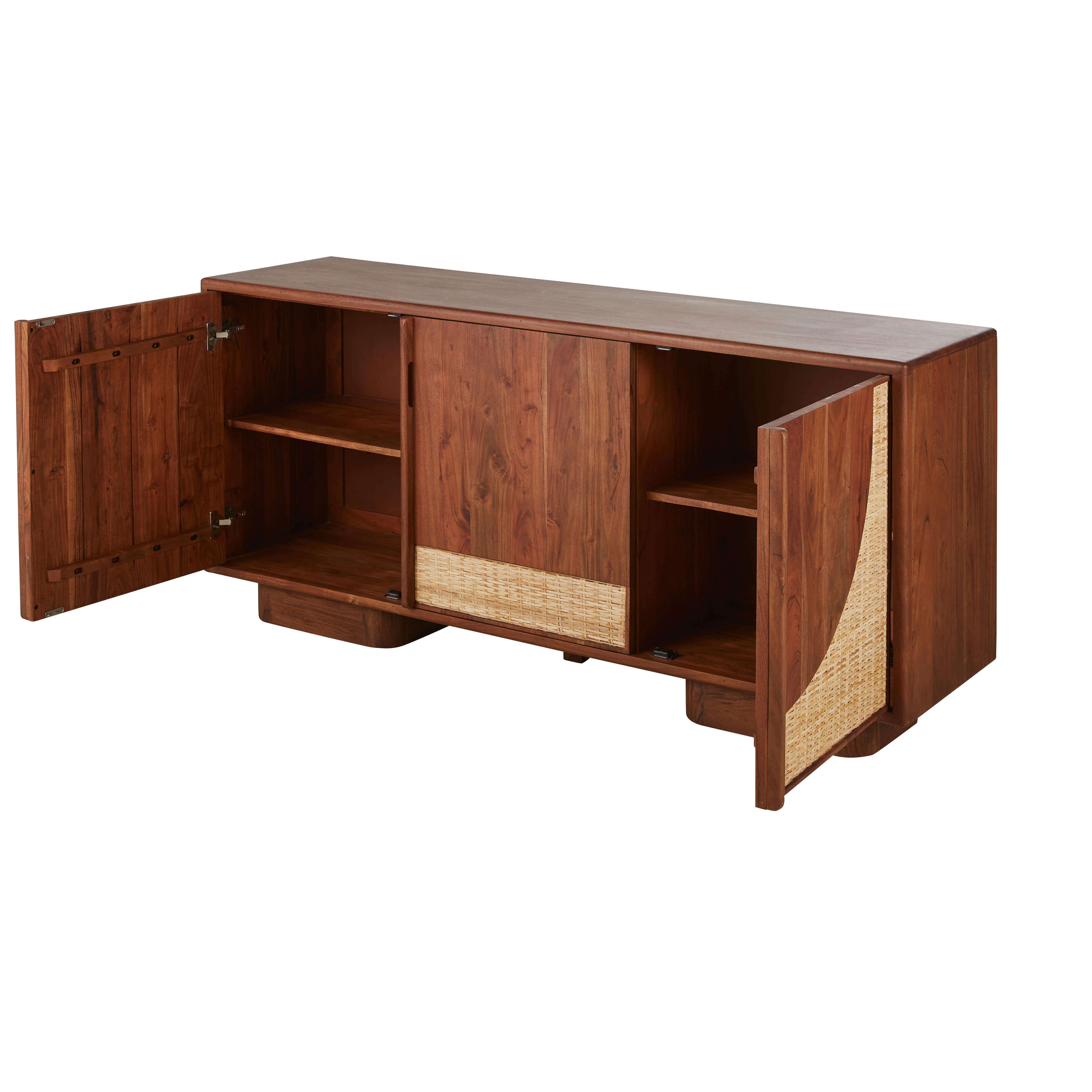 Alya - Buffet vintage 3 portes et rotin tressé