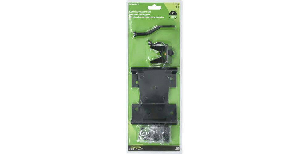 Hillman Decorative Gate Hardware Kit, T-Hinge and Gate Latch Included, Black, 5-in