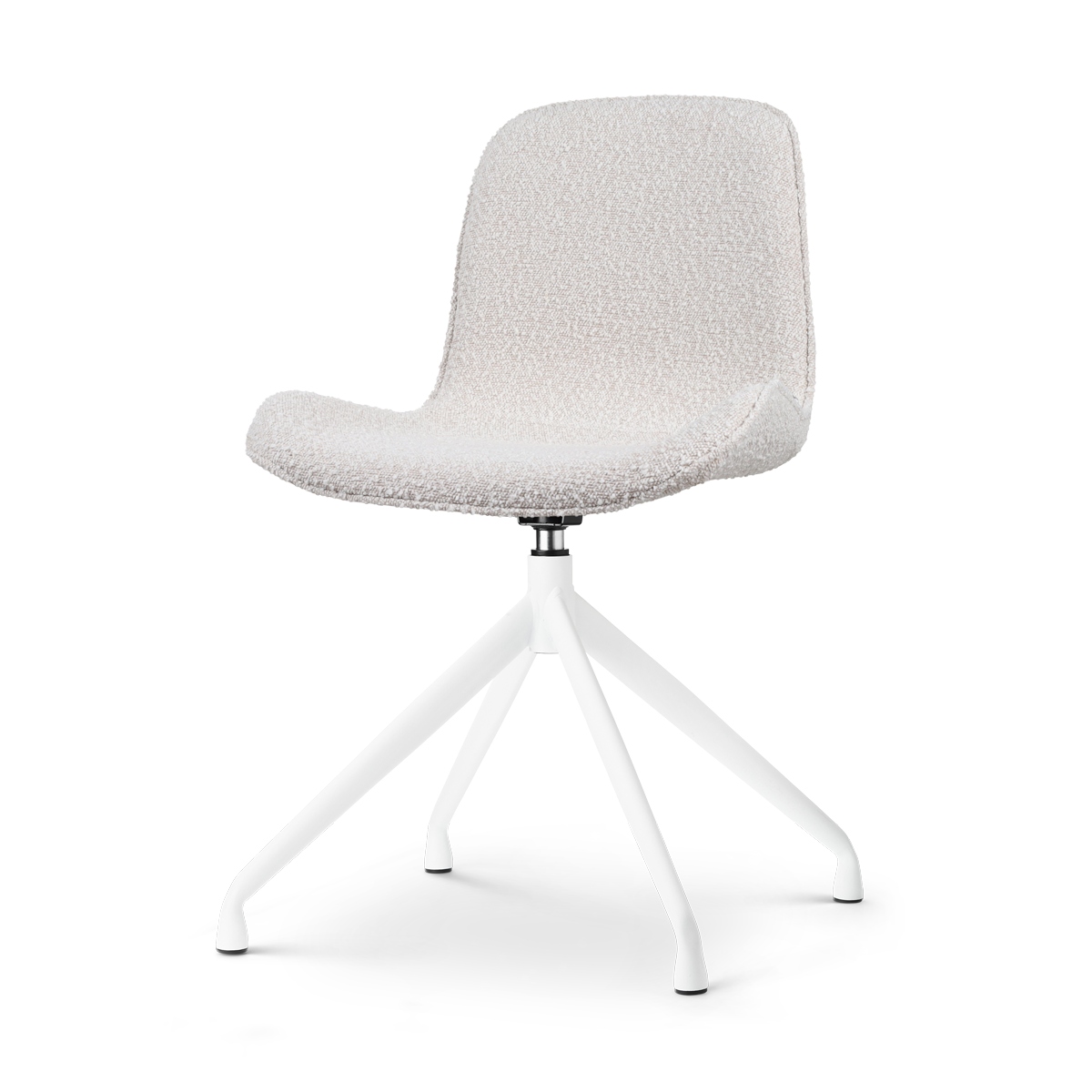 Nolon Nola-Fé Eetkamerstoel Bouclé Beige - Draaibaar Wit Onderstel