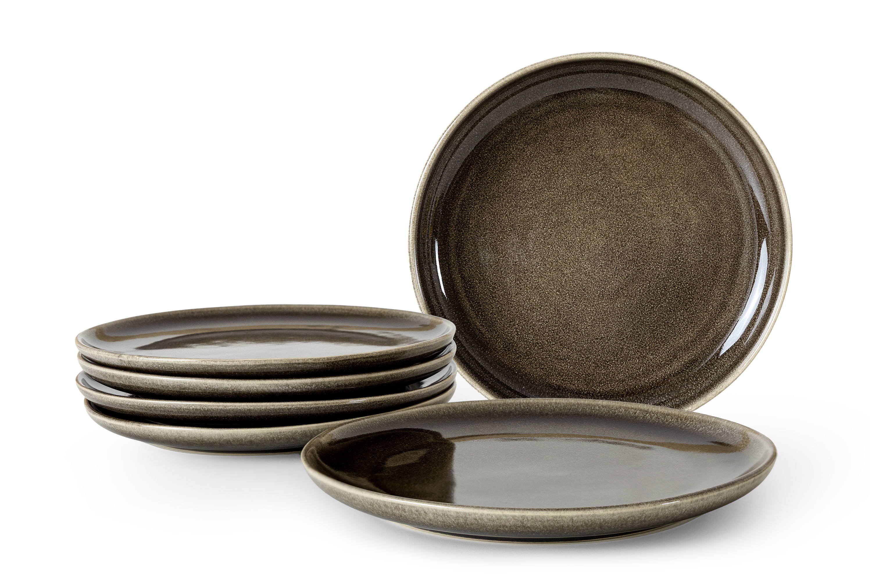 KONSIMO EDA Zestaw ceramicznych talerzy deserowych szkliwo reaktywne 6 szt.