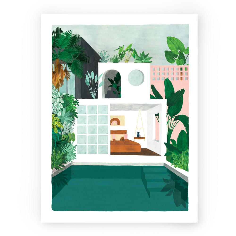 - Affiche illustrée motif Maison d'amis 30x40 cm