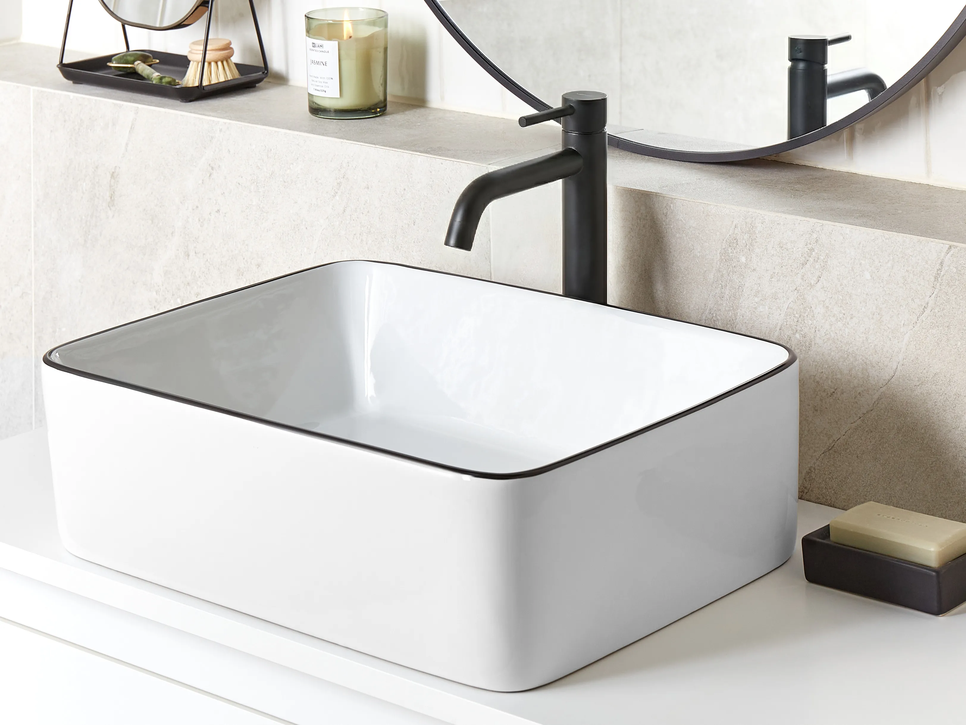 Countertop Basin XERT 490 x 380 mm Ceramic White