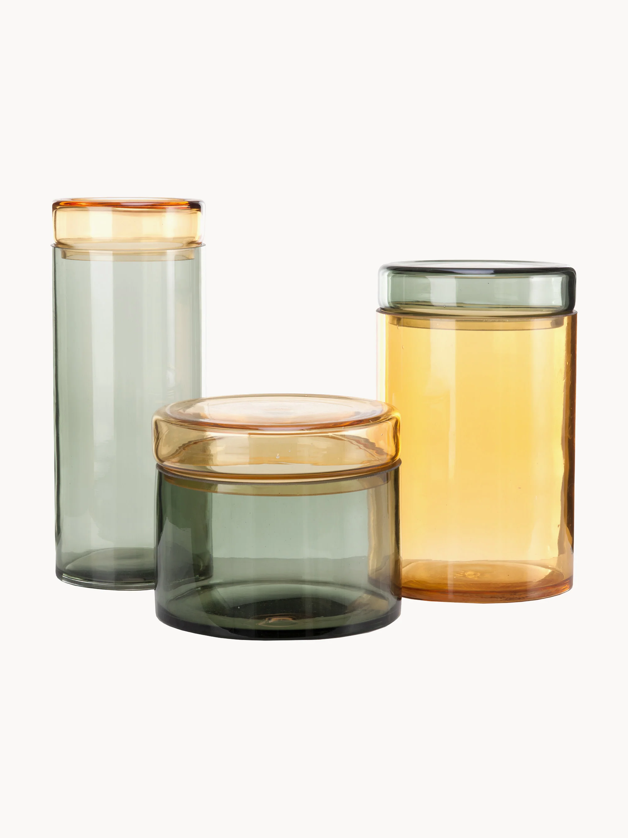 Mundgeblasene Dosen Chic mit Deckel, 3er-Set