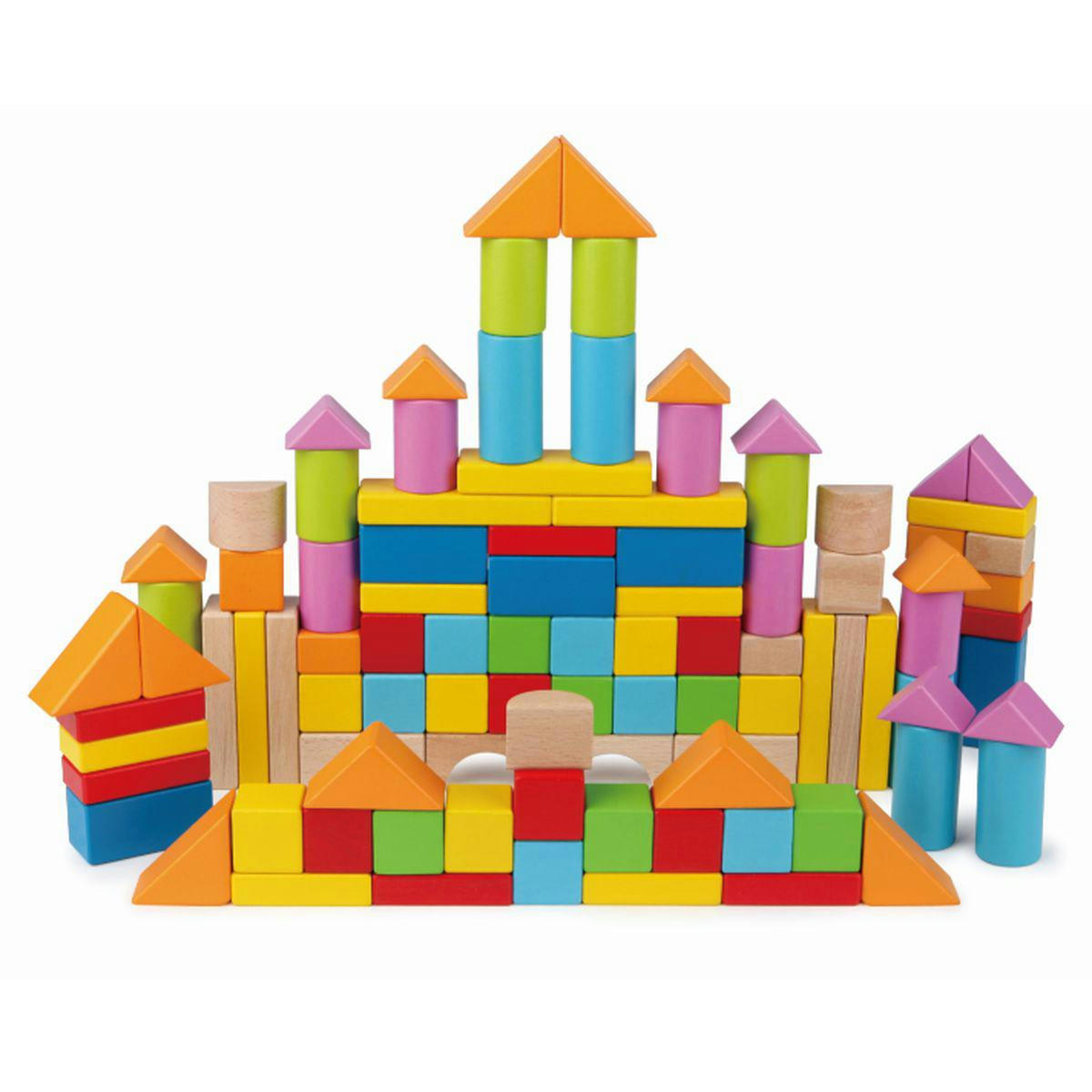 - 100 cubes en bois colorés