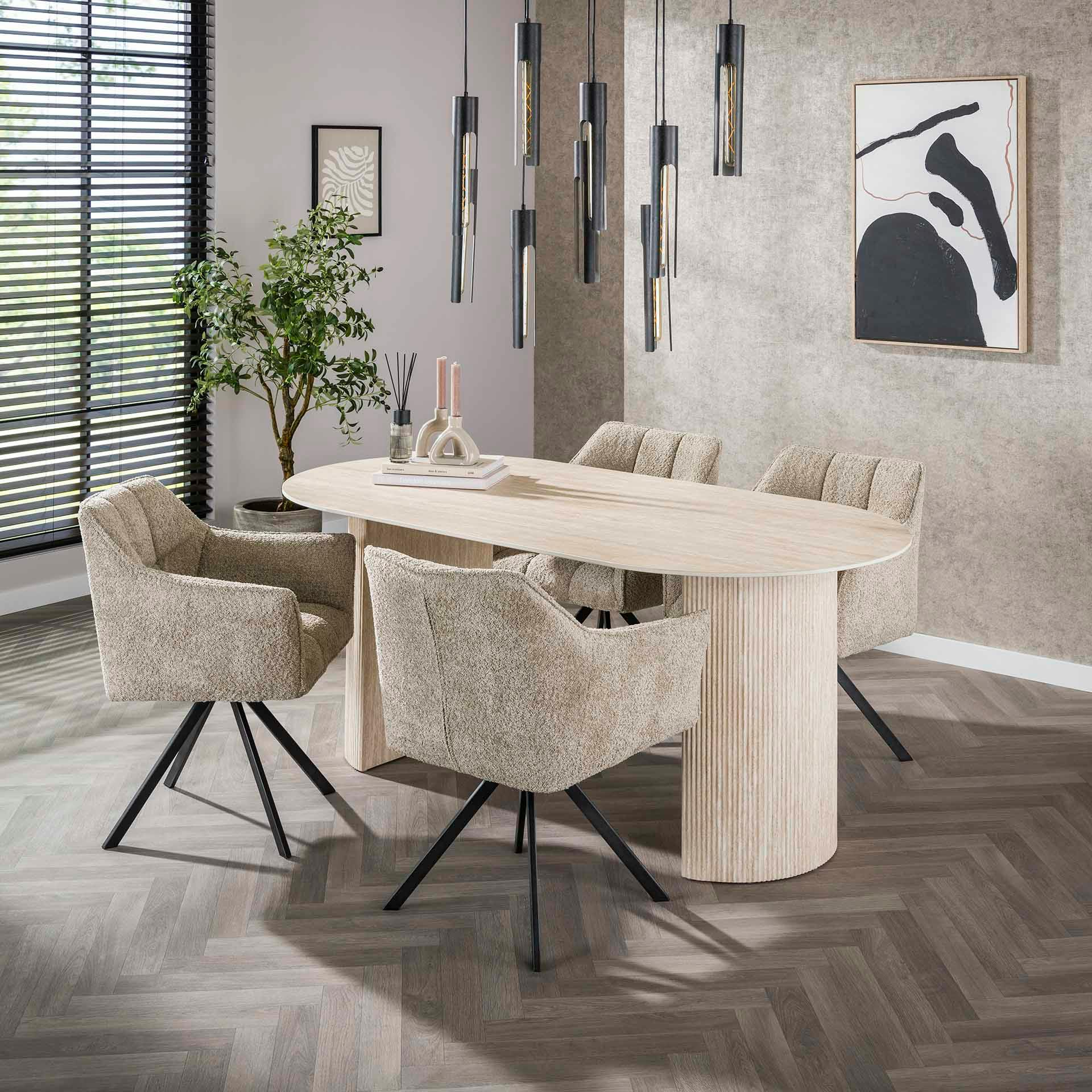 Table à manger en céramique – pieds colonne, 180 cm ASCOLI