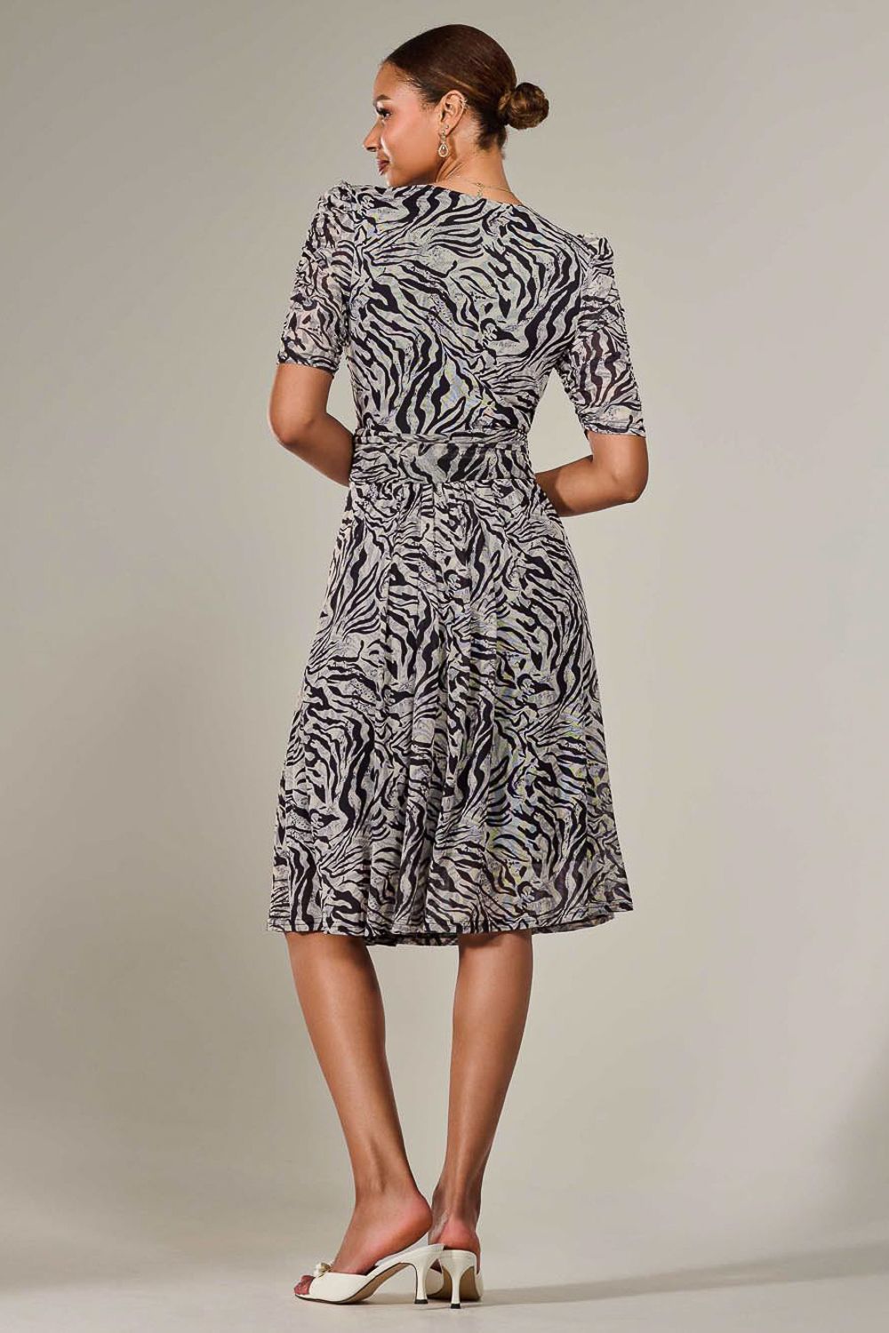 Jolie Moi Mesh Half Sleeve Midaxi Dress