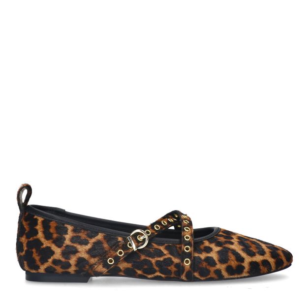 Leopard ballerina's met studs