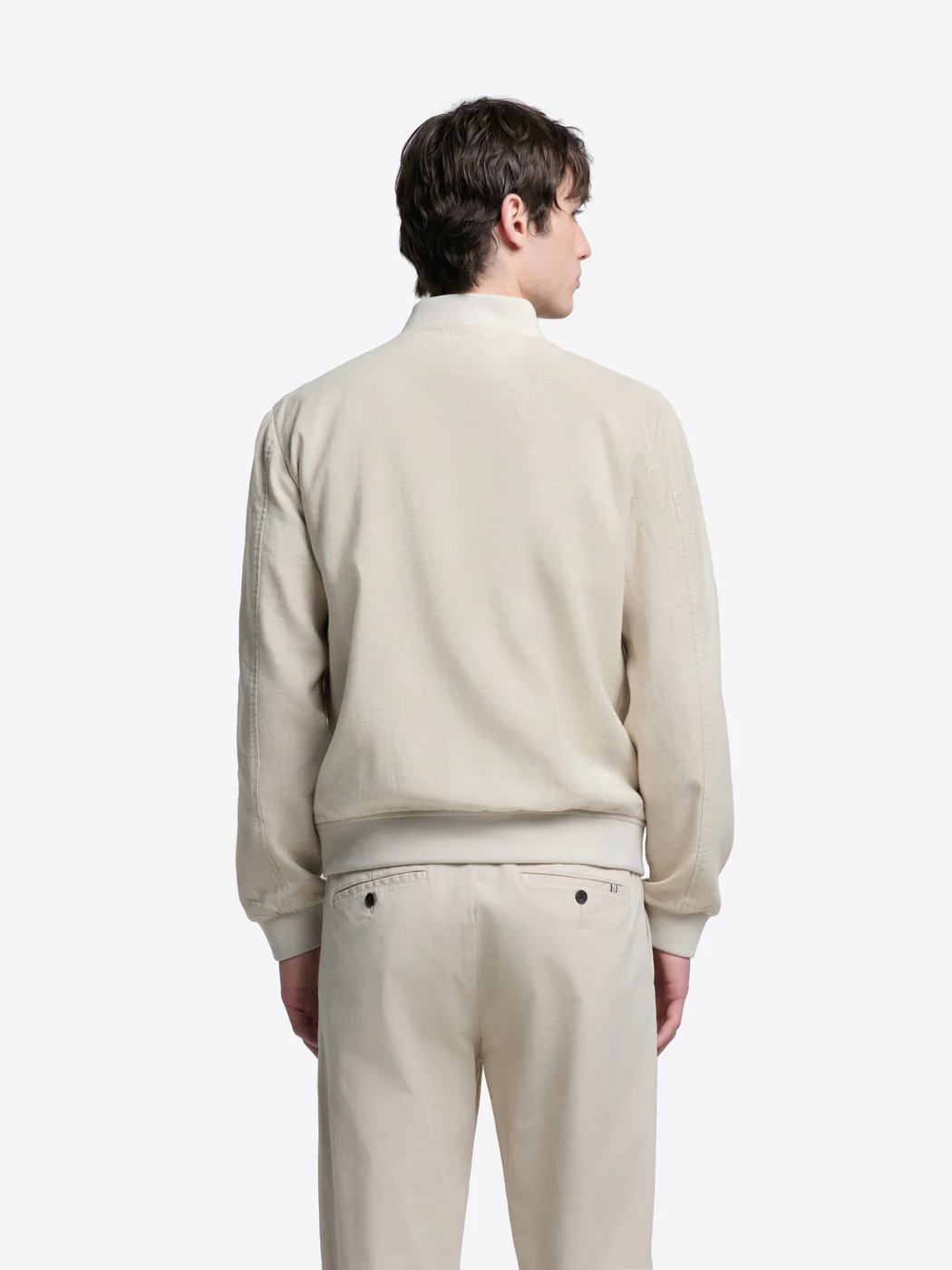 Blouson en coton lin col teddy