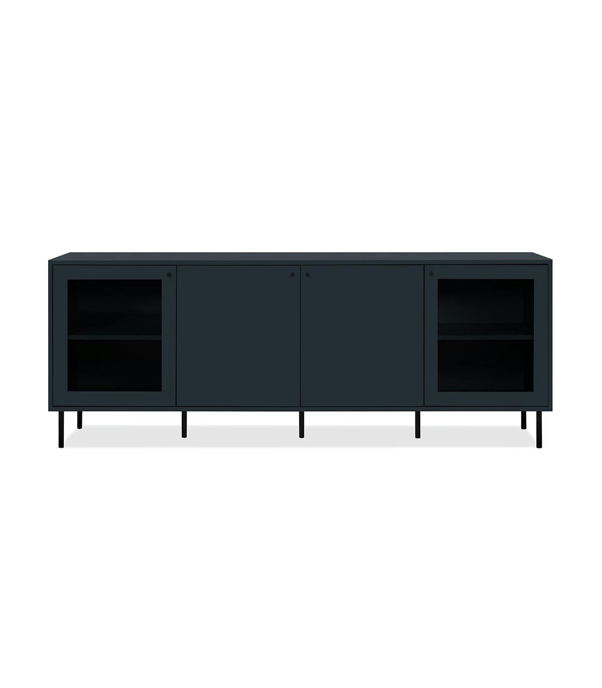 BOGOTA - Buffet bas 4 portes dont 2 vitrées bleu marine - L180 cm
