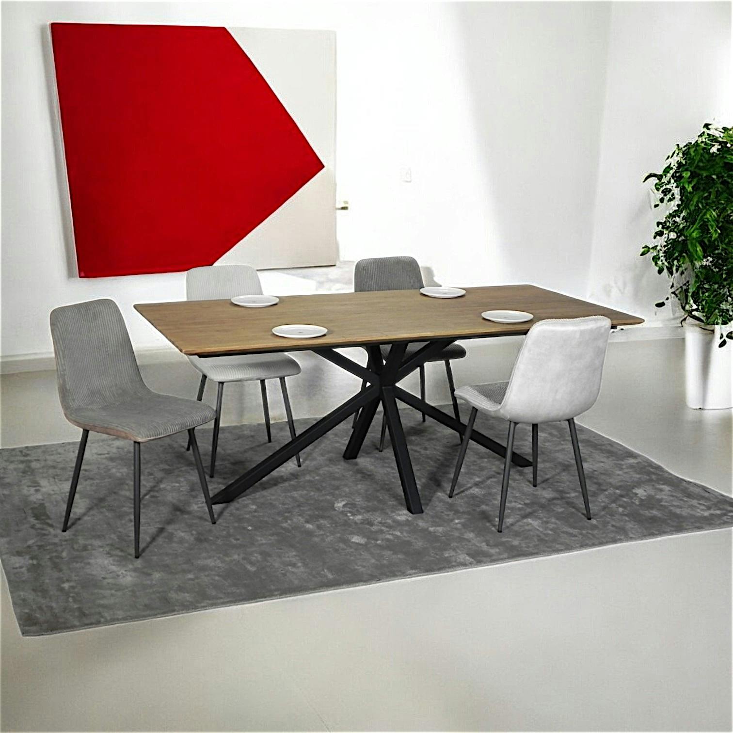 Table pied central en bois de teck recyclé 2 m DEPOK